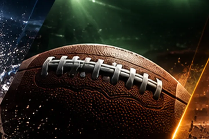 A football spinning through spray under green stadium lights